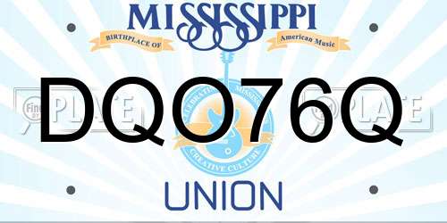 DQO76Q Mississippi License Plate