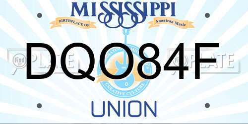 DQO84F Mississippi License Plate