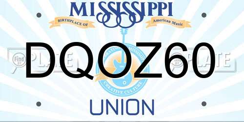 DQOZ60 Mississippi License Plate