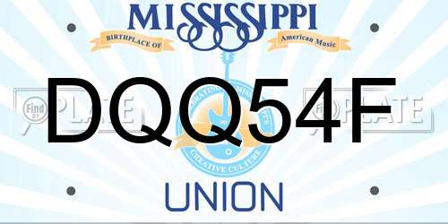 DQQ54F Mississippi License Plate