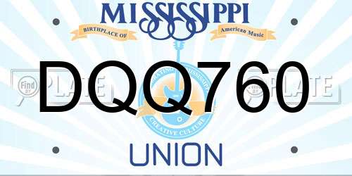 DQQ760 Mississippi License Plate