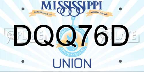 DQQ76D Mississippi License Plate
