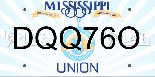 DQQ76O Mississippi License Plate