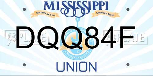 DQQ84F Mississippi License Plate