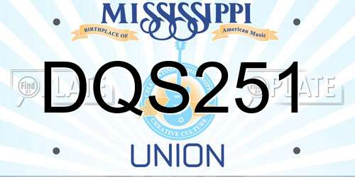DQS251 Mississippi License Plate