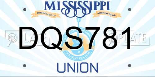 DQS781 Mississippi License Plate