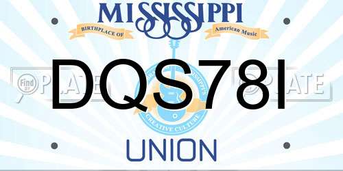 DQS78I Mississippi License Plate