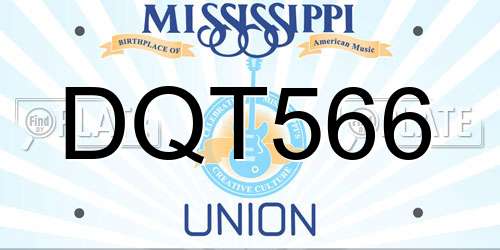 DQT566 Mississippi License Plate