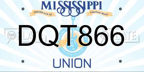 DQT866 Mississippi License Plate