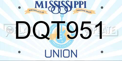 DQT951 Mississippi License Plate