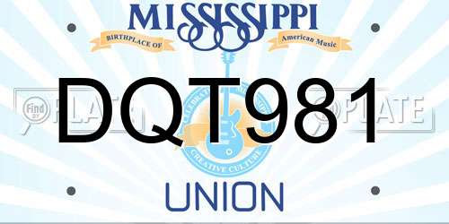 DQT981 Mississippi License Plate