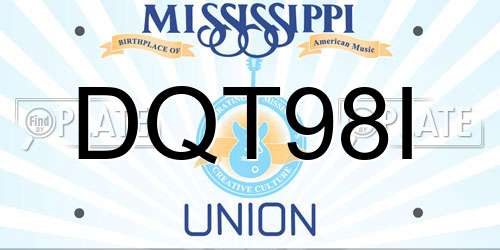 DQT98I Mississippi License Plate
