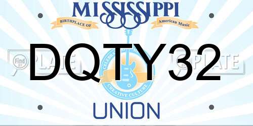 DQTY32 Mississippi License Plate