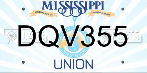 DQV355 Mississippi License Plate
