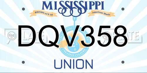 DQV358 Mississippi License Plate