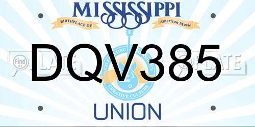 DQV385 Mississippi License Plate