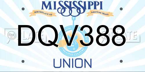 DQV388 Mississippi License Plate