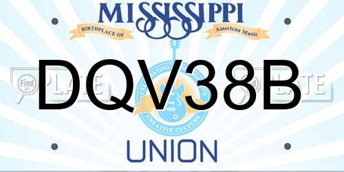 DQV38B Mississippi License Plate