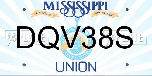 DQV38S Mississippi License Plate
