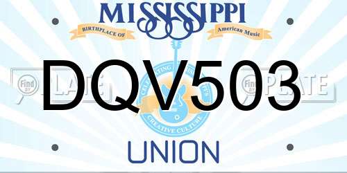 DQV503 Mississippi License Plate