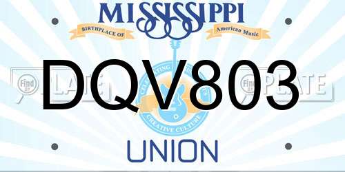 DQV803 Mississippi License Plate