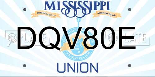 DQV80E Mississippi License Plate