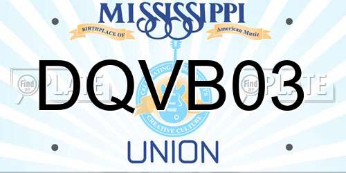 DQVB03 Mississippi License Plate