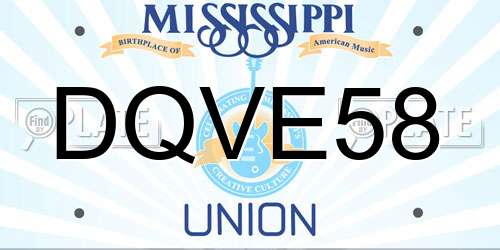 DQVE58 Mississippi License Plate