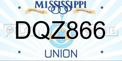 DQZ866 Mississippi License Plate
