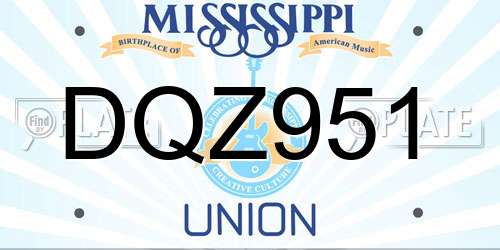 DQZ951 Mississippi License Plate