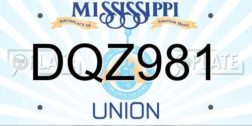 DQZ981 Mississippi License Plate