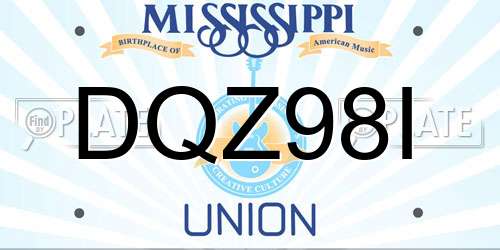 DQZ98I Mississippi License Plate