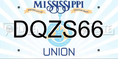 DQZS66 Mississippi License Plate