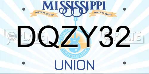 DQZY32 Mississippi License Plate