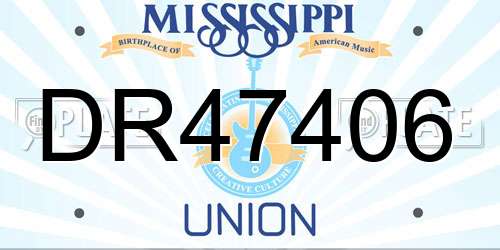DR47406 Mississippi License Plate