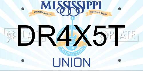 DR4X5T Mississippi License Plate