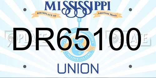 DR65100 Mississippi License Plate