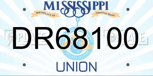 DR68100 Mississippi License Plate