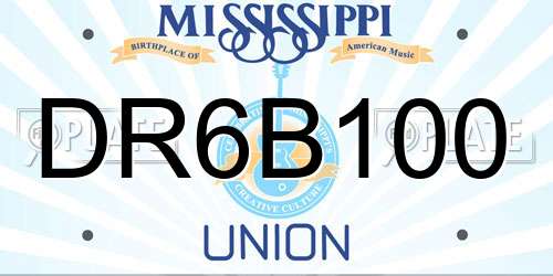DR6B100 Mississippi License Plate