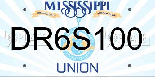 DR6S100 Mississippi License Plate