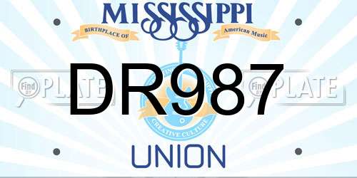 DR987 Mississippi License Plate