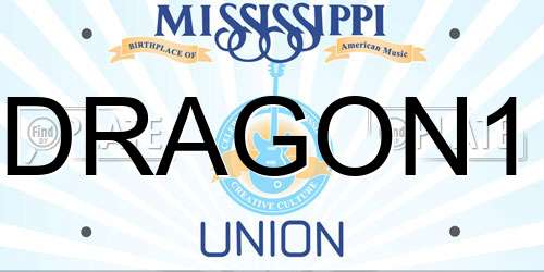 DRAGON1 Mississippi License Plate