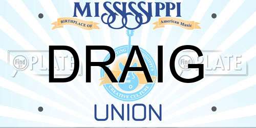 DRAIG Mississippi License Plate