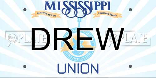 DREW Mississippi License Plate