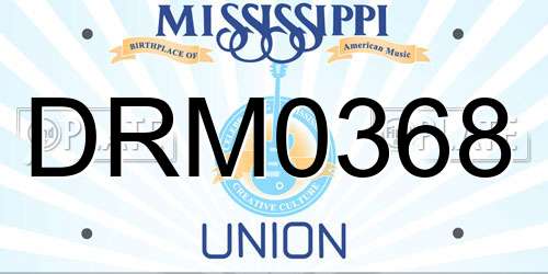 DRM0368 Mississippi License Plate
