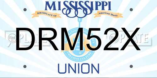 DRM52X Mississippi License Plate