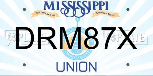 DRM87X Mississippi License Plate