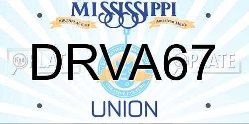 DRVA67 Mississippi License Plate