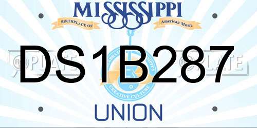 DS1B287 Mississippi License Plate