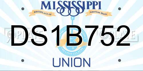 DS1B752 Mississippi License Plate